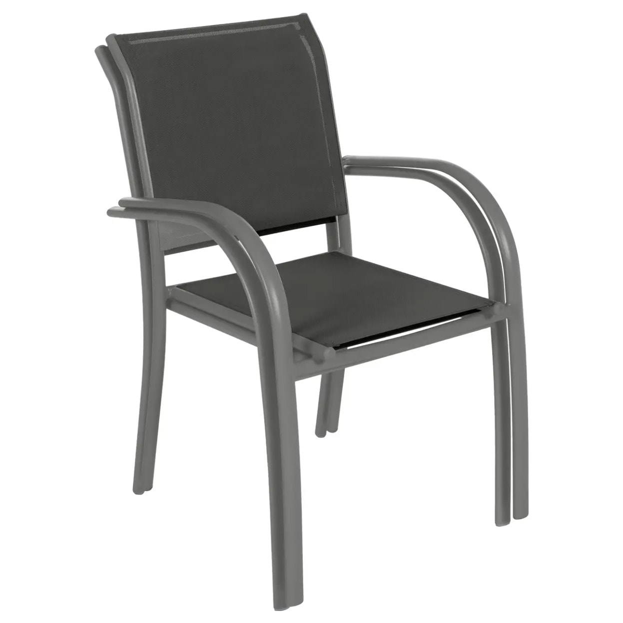 Fauteuil de jardin empilable "Piazza" anthracite & graphite aluminium traité époxy