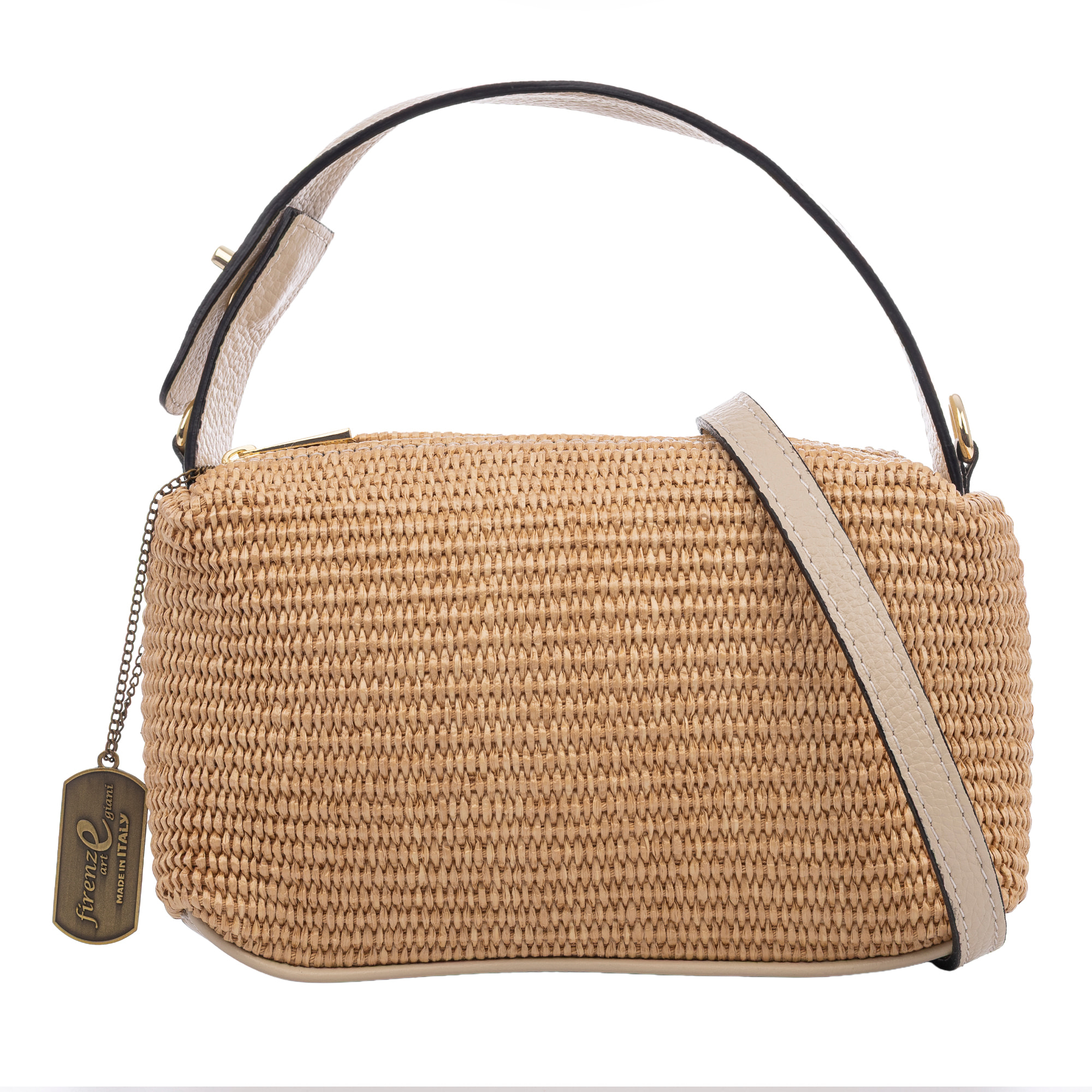 Baselice Bolso de mano Mujer. Fabricado en paja y piel auténtica Dollaro.