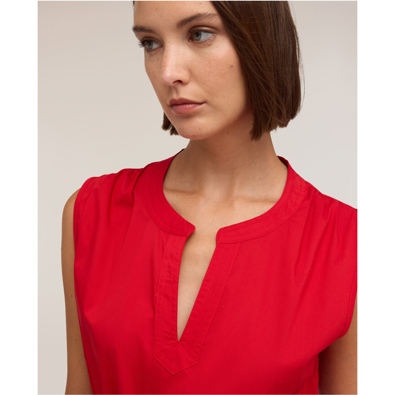 Motivi - Vestito a linea ad A in popeline con fiocco - Rosso