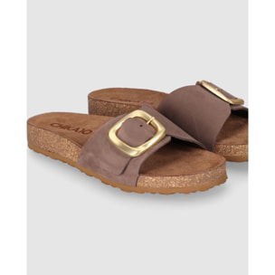 Sandalias de Piel - Marron - Tacón: Bajo