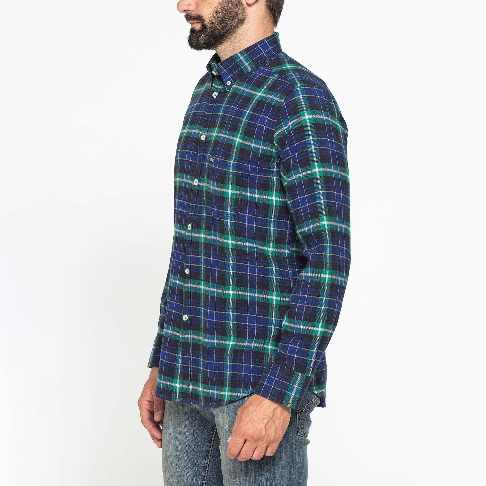 CAMICIA FANTASIA TINTO FILO IN FLANELLA LEGGERA