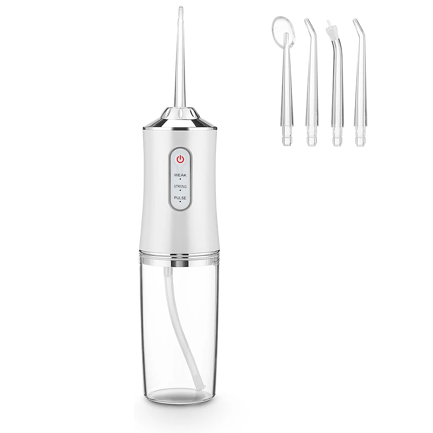 Irrigador bucal con 4 cabezales. 220ml, rotación 360, 3 modos.