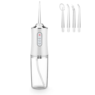 Irrigador bucal con 4 cabezales. 220ml, rotación 360, 3 modos.