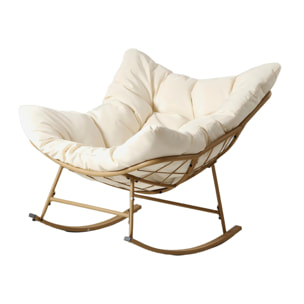 Fauteuil à bascule d'intérieur et d'extérieur beige LUMBISI