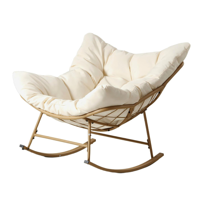 Fauteuil à bascule d'intérieur et d'extérieur beige LUMBISI