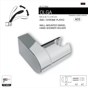 Support mural orientable pour pommeau de douche chromé – Réglable – Olga ABS