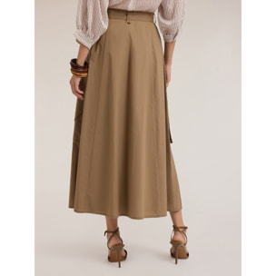 Motivi - Falda cargo de popelina de algodón - Marrón