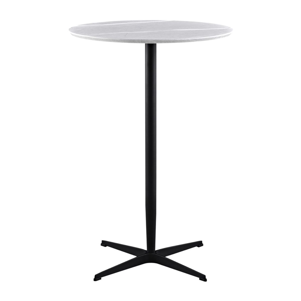 Tavolo alto da bar tondo con top in marmo grigio chiaro 70x70x104 cm - Rowan