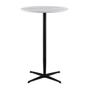 Tavolo alto da bar tondo con top in marmo grigio chiaro 70x70x104 cm - Rowan