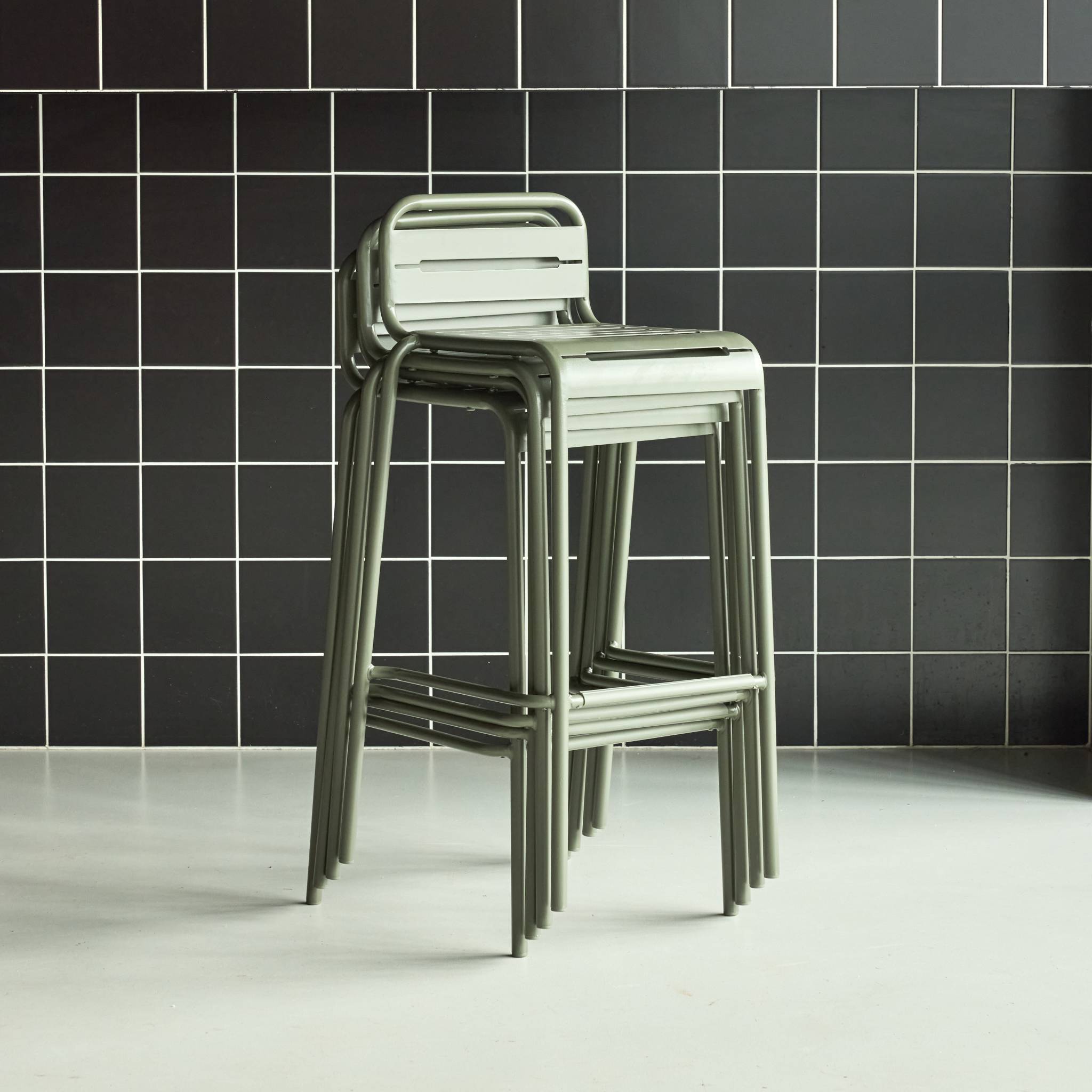 Chaise haute de jardin acier 69cm (lot de 4) AMÉLIA