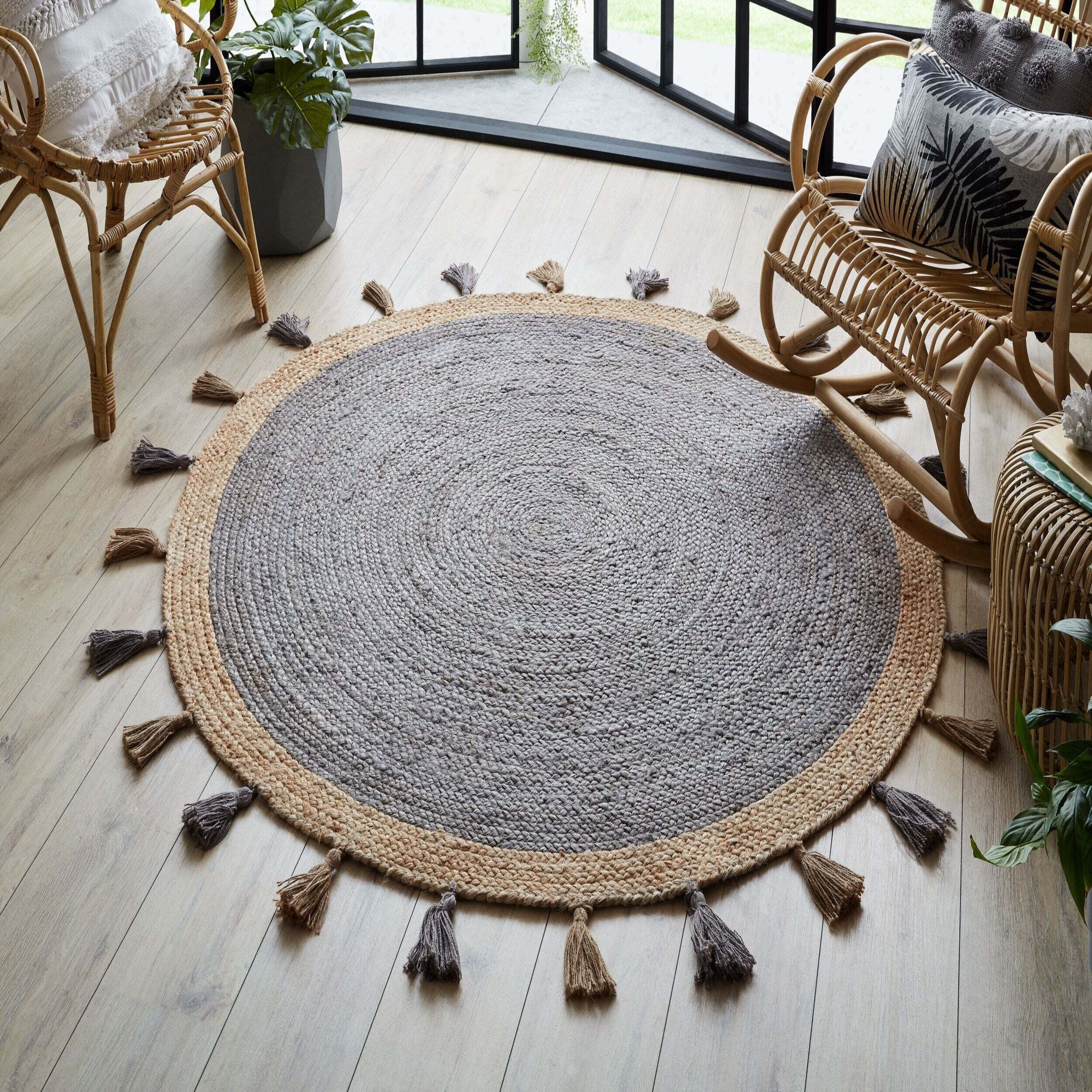 Tapis en jute rond ISTANBUL Gris