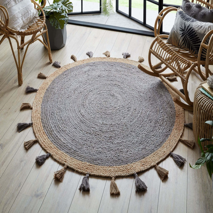 Tapis en jute rond ISTANBUL Gris