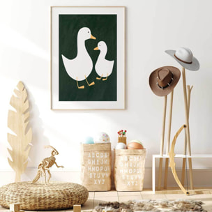 Affiche enfant oie  Affiche + cadre en bois - Chêne