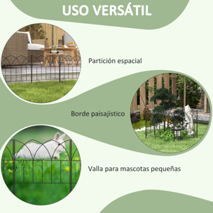 Vallas de Jardín 205x45,5 cm Set de 5 Vallas Decorativas para Jardín de Metal Combinación Libre Barrera para Animales para Terraza Patio Césped Negro