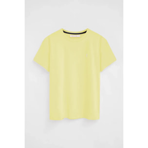 Maglietta giallo chiaro a maniche corte e a girocollo con ricamo Rigby Go