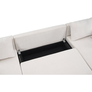 Canapé d'angle panoramique convertible en tissu texturé "Vaugirard II" - 5 places - Beige