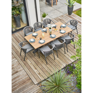 KELIA - Ensemble repas de jardin 8 places - Gris anthracite