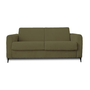 Owen - canapé 3 places convertible - couchage quotidien - matelas 12 cm - en velours côtelé - Vert