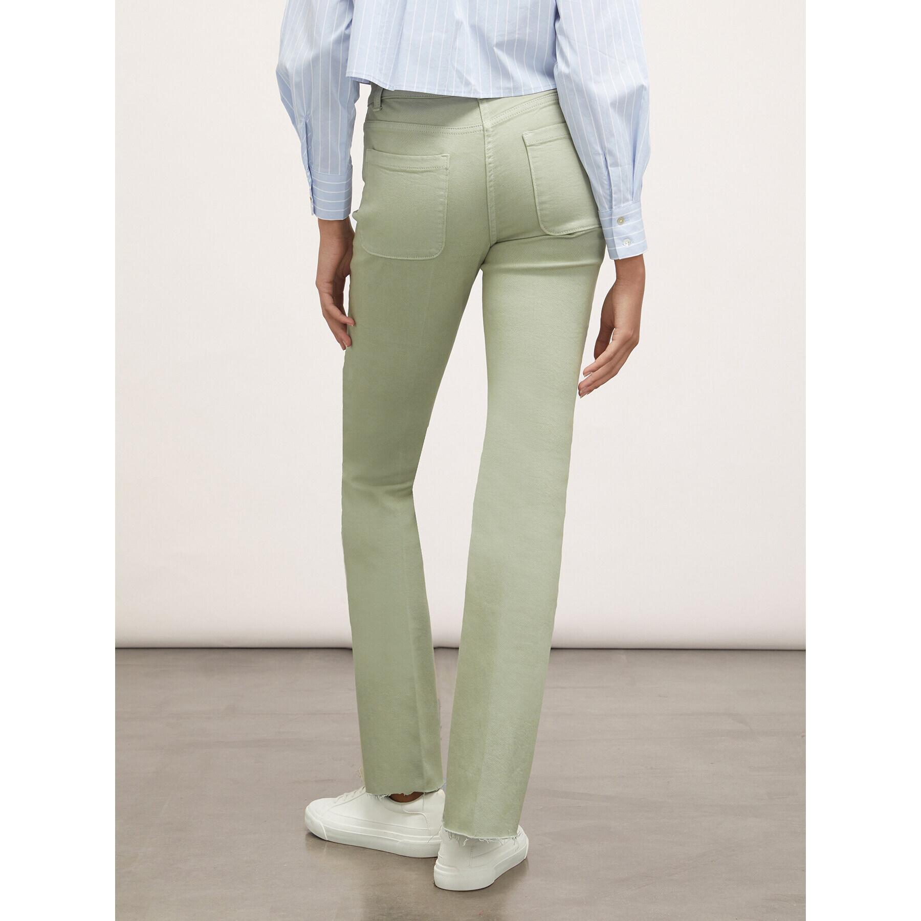 Motivi - Pantalones flare con bajo deshilachado - Verde