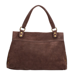 Borsa a mano da donna Made in Italy - Modello Zelia Elite - Pelle scamosciata - 37.0 x 22.0 x 15.0 cm