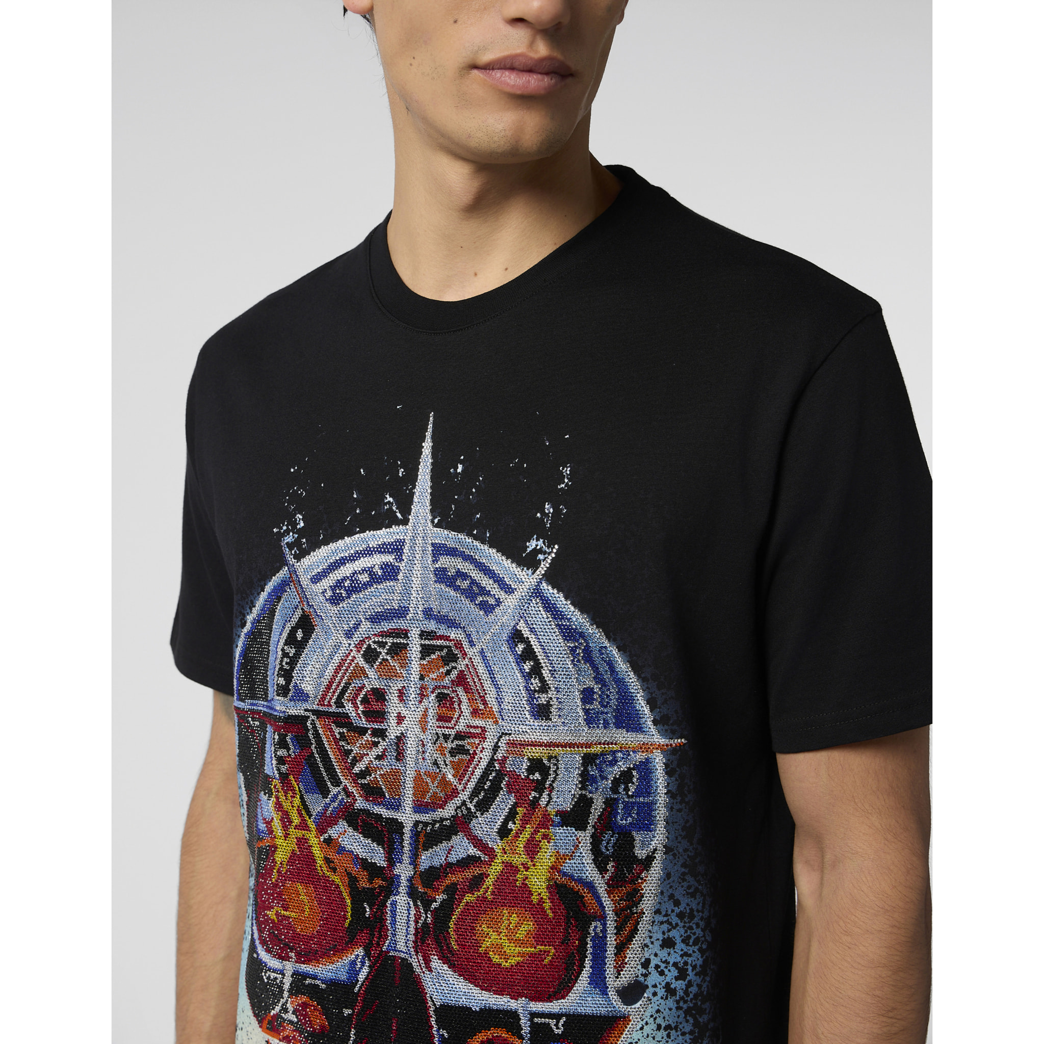PHILIPP PLEIN Round Neck T-Shirt Chrome Skull Stones