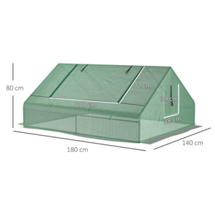 Invernadero de Exterior, 180x140x80 cm, Invernadero Pequeño con 4 Ventanas Enrollables de Malla, Marco de Acero y Cubierta PE 140g/Ã£Å½Â¡ Anti-UV para Jardin, Cultivos, Plantas, Verde
