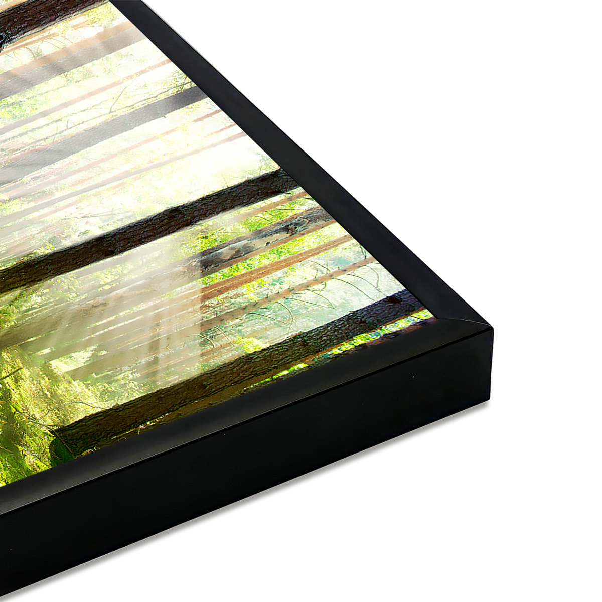 Affiche encadrée forêt lumineuse au soleil Affiche + cadre en métal - Noir