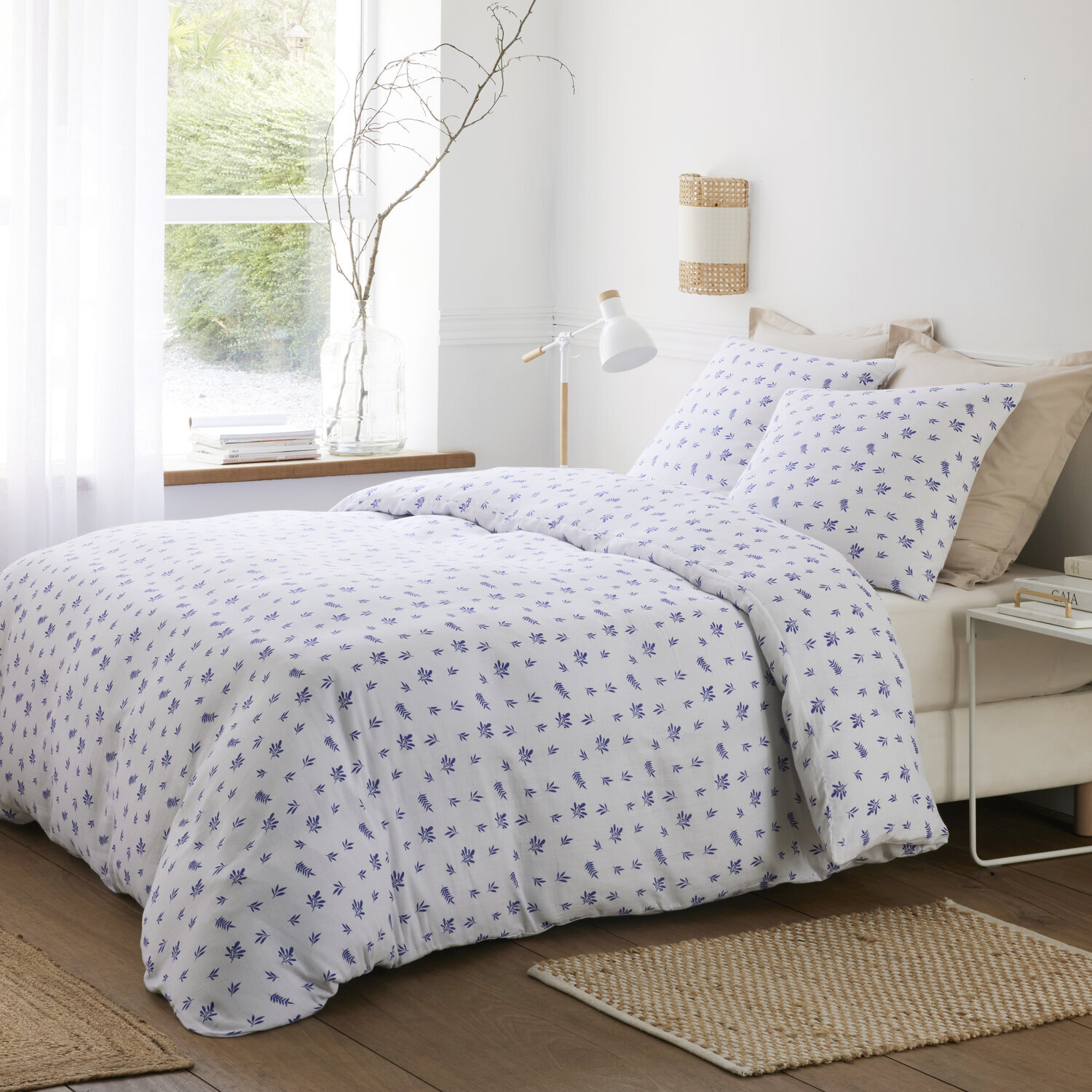 Parure housse de couette imprimé 100% gaze de coton - louca