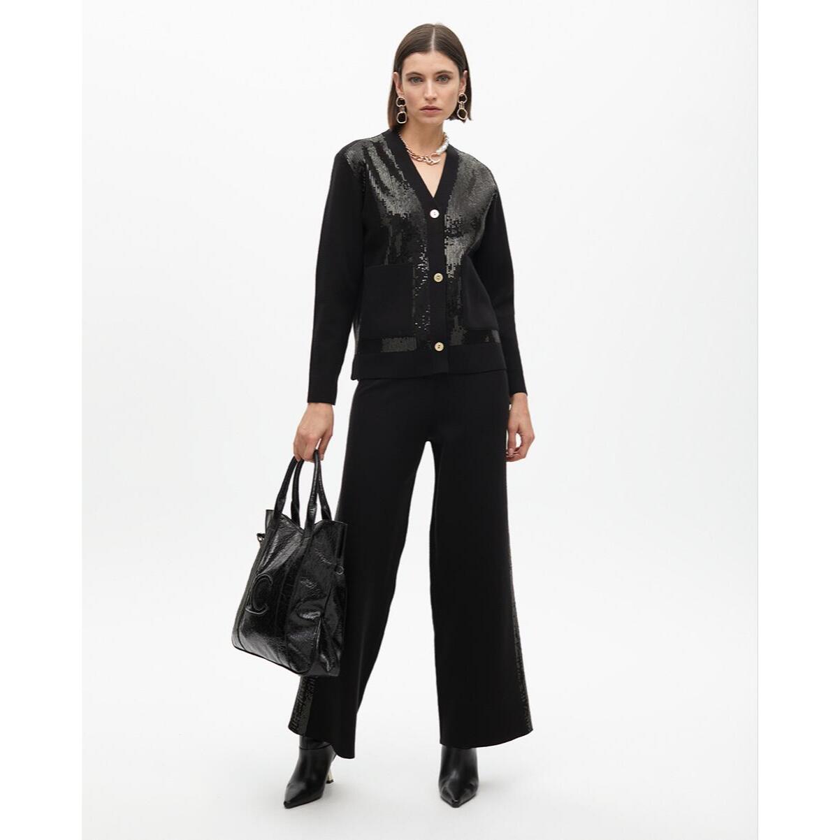 Pantaloni in maglia con paillettes laterali