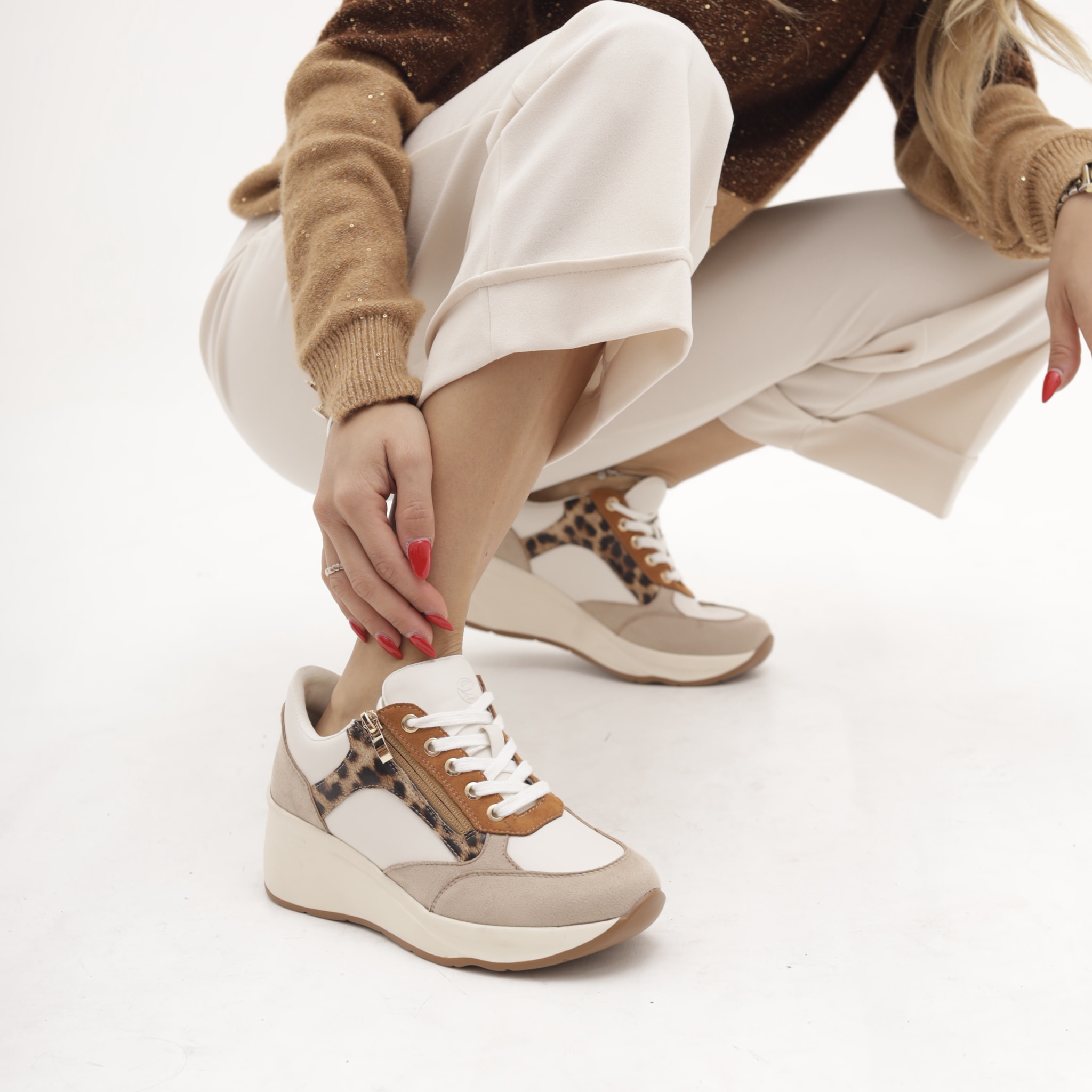SNEAKERS ALTA ZIP TAUPE