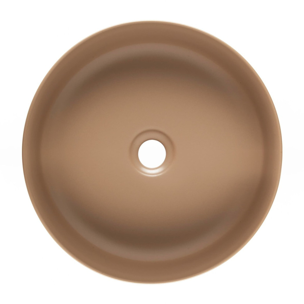 Vasque à poser ronde en céramique diamètre 39 cm - moka mat - sans trop-plein - SAT Infinitio