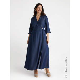 Fiorella Rubino - Vestido largo cruzado por delante con fibras de TENCEL™ - Azul