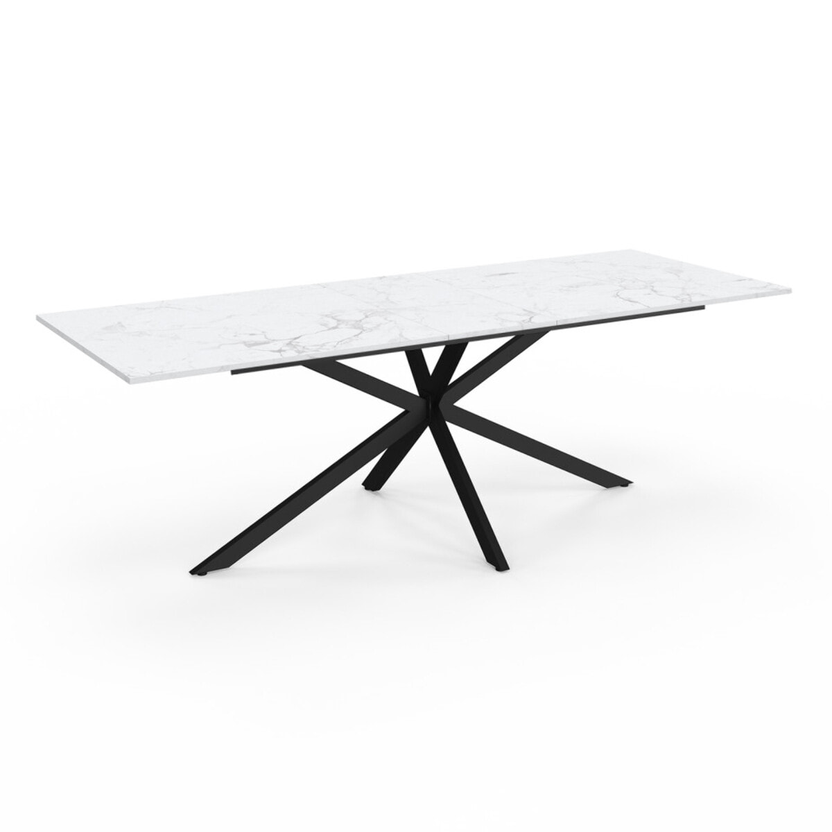 Table à manger extensible Spider effet marbre blanc et noir 200-240cm