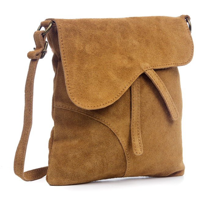 FIRENZE ARTEGIANI Borsa a Spalla da Donna Ulfa Vera Pelle Scamosciata Made in Italy 24x2x24 Cm. Colore: pelle