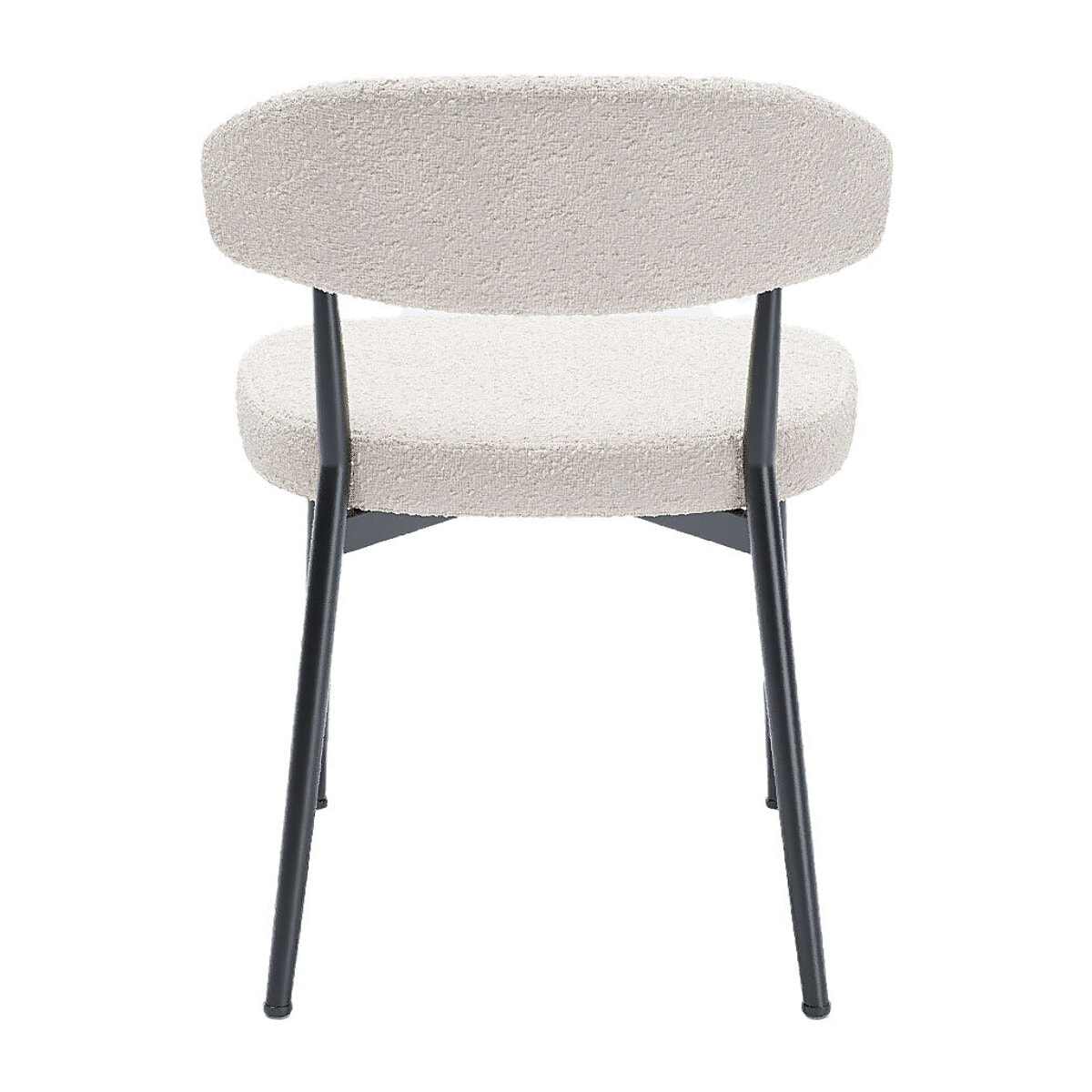 Lot de 2 chaises de salle à manger en tissu bouclette blanche & métal noir