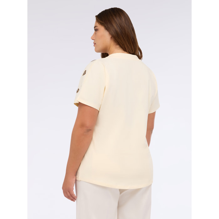 Fiorella Rubino - Camiseta de punto de algodón con lentejuelas de estampado animal - Beige