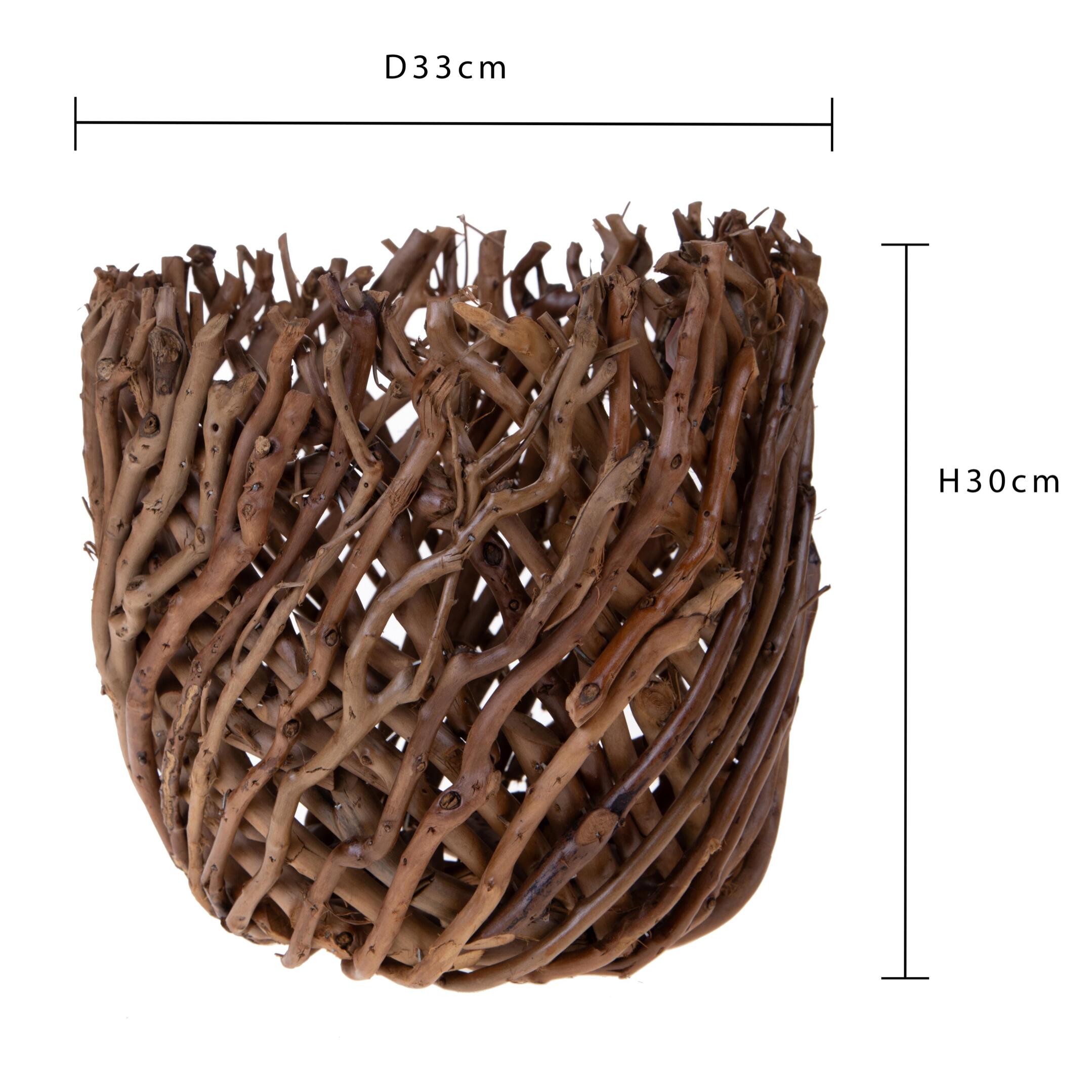 Set di 2 cachepot con stecchi naturali - Pezzi 1 - Marrone - 33XH30X33cm - Bianchi Dino