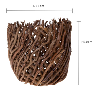 Set di 2 cachepot con stecchi naturali - Pezzi 1 - Marrone - 33XH30X33cm - Bianchi Dino