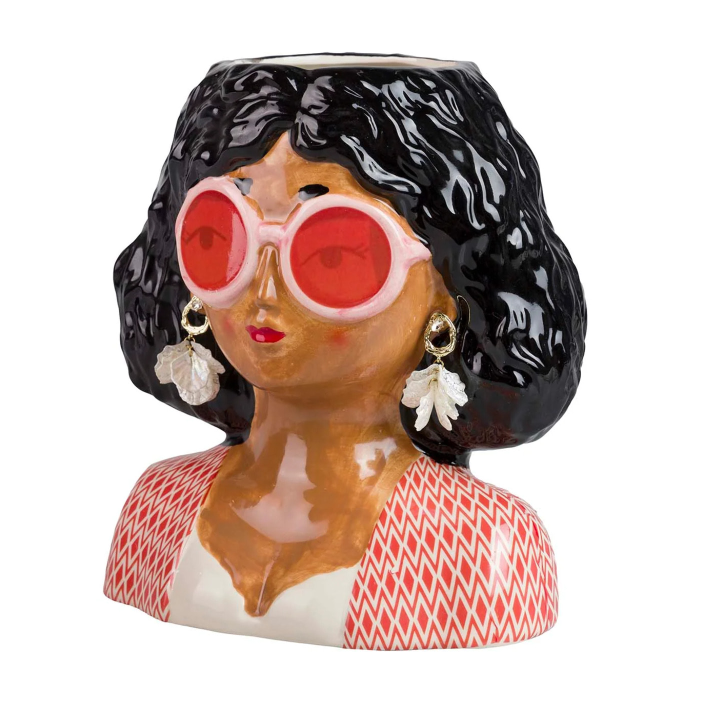 Maceta Ceramica Señora Con Gafas 22x16x24 Cm