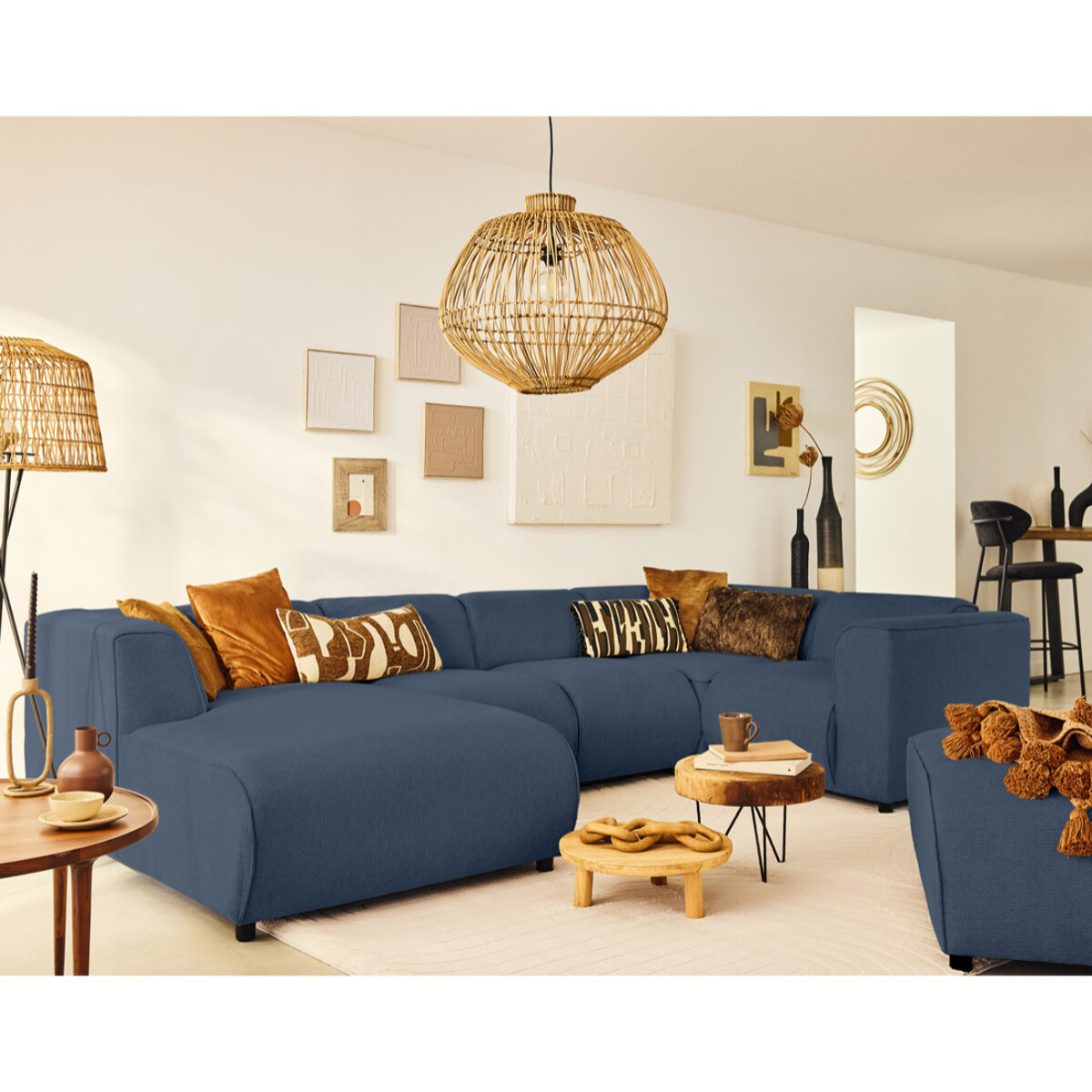Suaro - Module d'angle réversible en tissu texturé - Bleu
