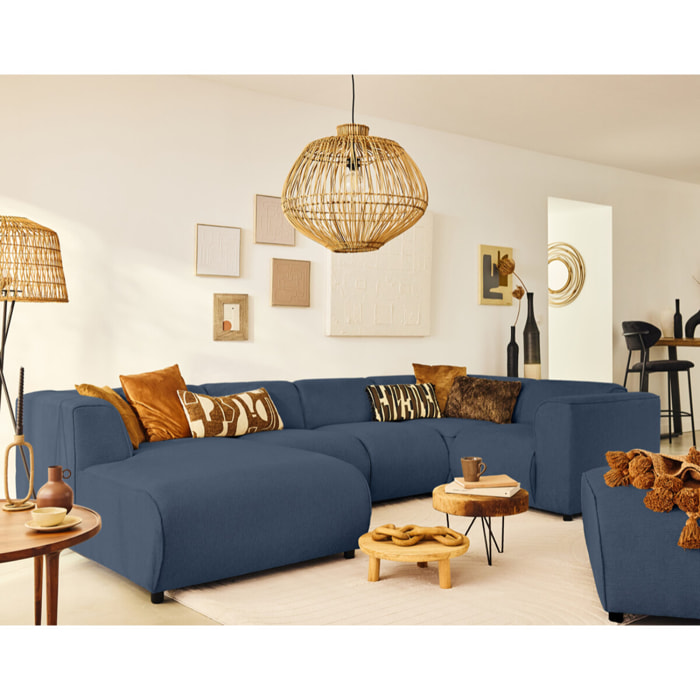 Suaro - Module d'angle réversible en tissu texturé - Bleu