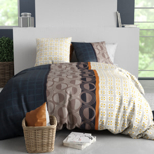 Parure housse de couette imprimé 100% coton - curtis