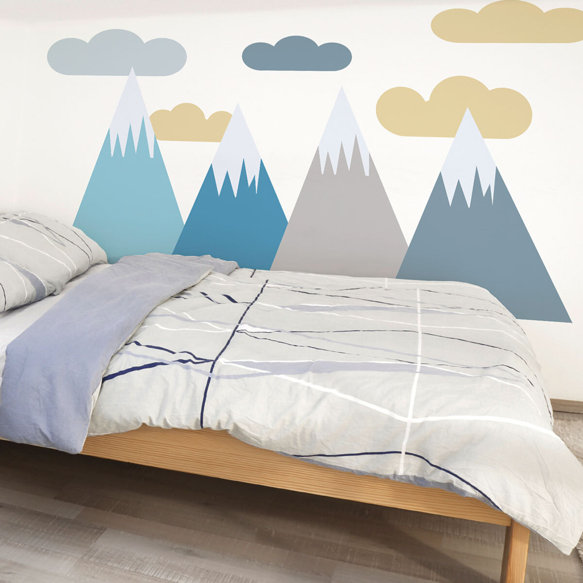 Stickers muraux enfants - Décoration chambre bébé - Autocollant Sticker mural géant enfant montagnes scandinaves VOLKA