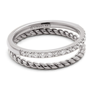 Anillo Doble Tressia Spark Acero