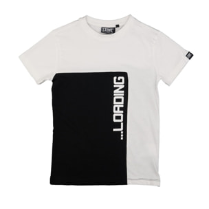 Camiseta de manga corta de algodón blanco y negro con león para niños