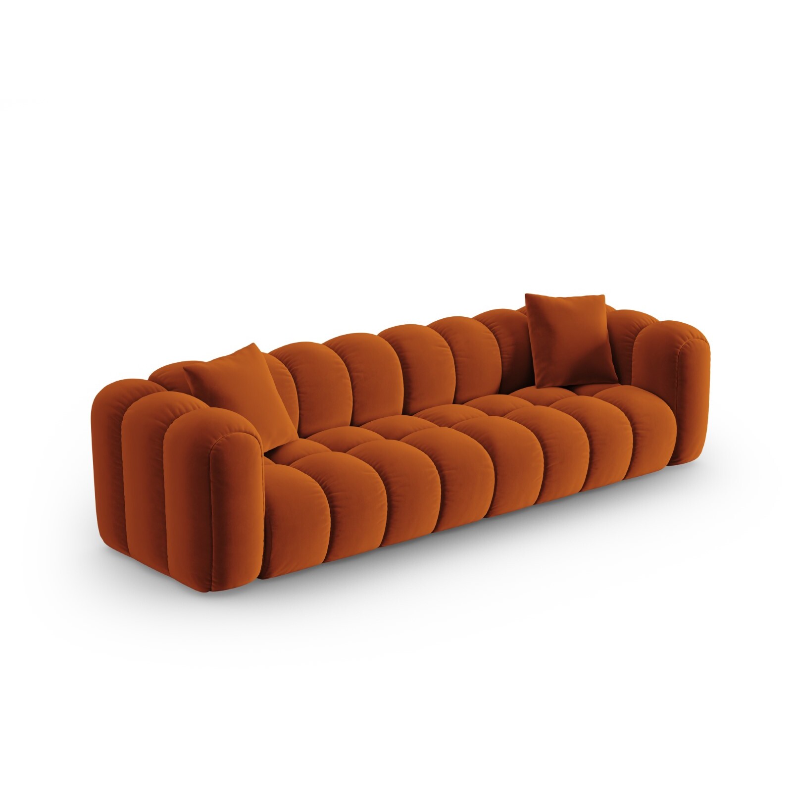 Canapé modulable "Clotilde" 4 places en velours terracotta