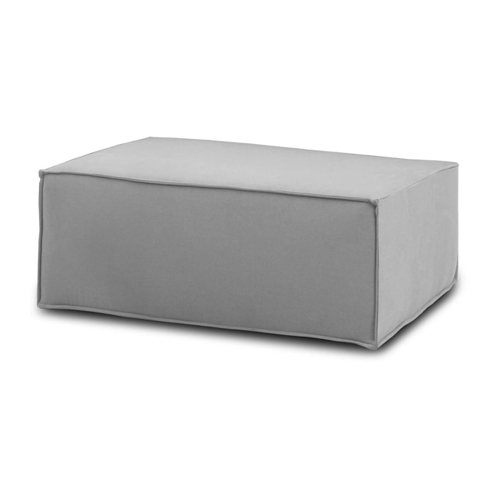 Pouf Assisi, Pouf da salotto, Poltroncina relax in tessuto imbottito, 100% Made in Italy, 100x70h43 cm, Grigio