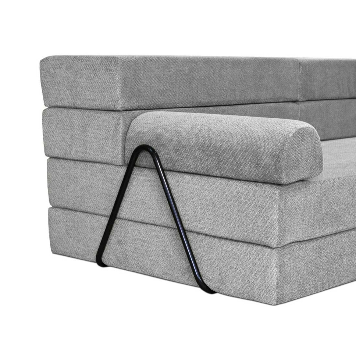 Astral - Canapé 3 places convertible en velours texturé - Gris clair