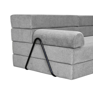 Astral - Canapé 3 places convertible en velours texturé - Gris clair