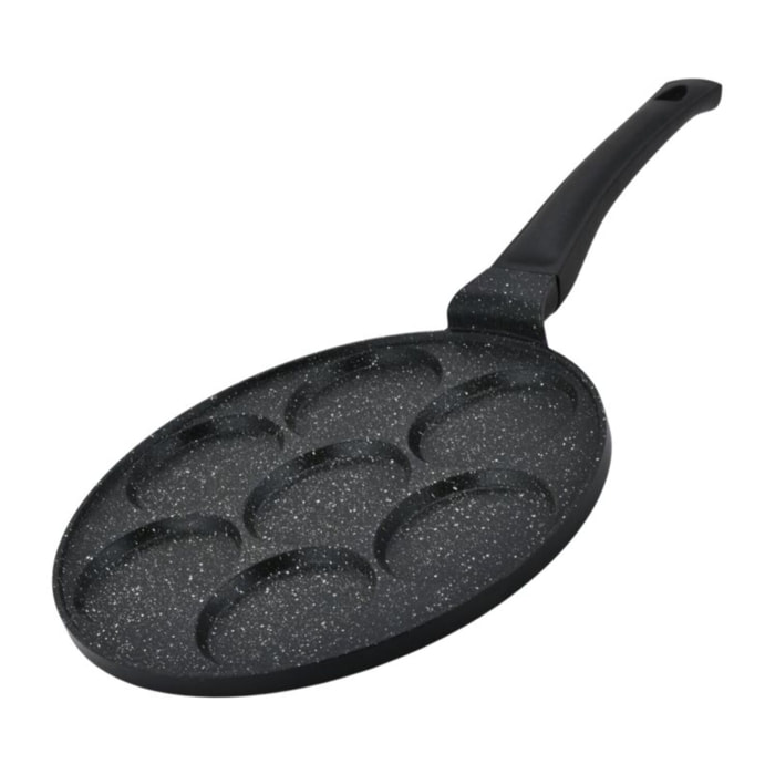 Poêle à crêpes et galettes avec revêtement en marbre 7 emplacements 26cm Herzberg HGCP267HO